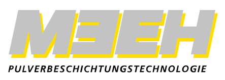 Logo_MEEH_UZ_Pulverbeschichtungstechnologie Das Logo von MEEH zeigt den Schriftzug „MEEH“ mit gelber Kontur und dem Zusatz „Pulverbeschichtungstechnologie“.